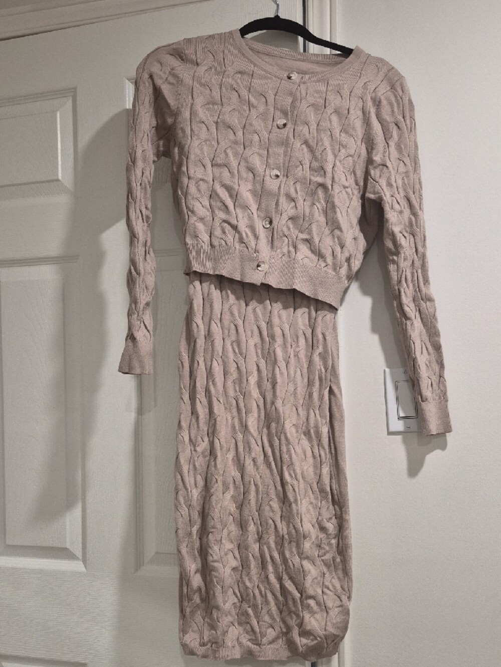 SHEIN Blush Cable-Knit Midi Two Piece Sweater/jumper Combo